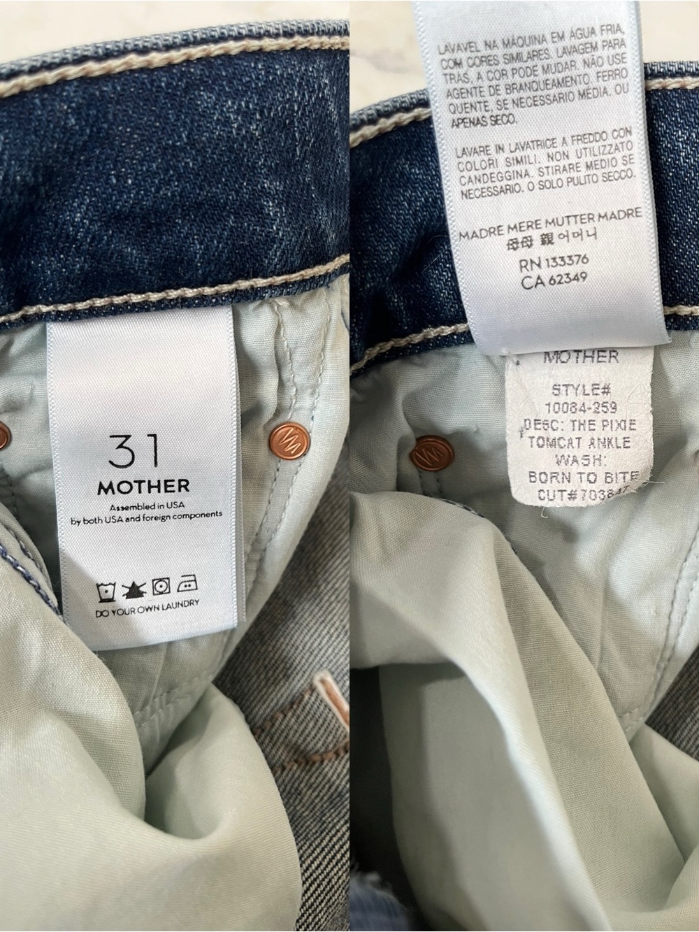 MOTHER SUPERIOR Pixie Tomcat Ankle Jeans in Born To Bite Exposed Button Fly 31 - Picture 16 of 16